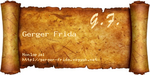 Gerger Frida névjegykártya